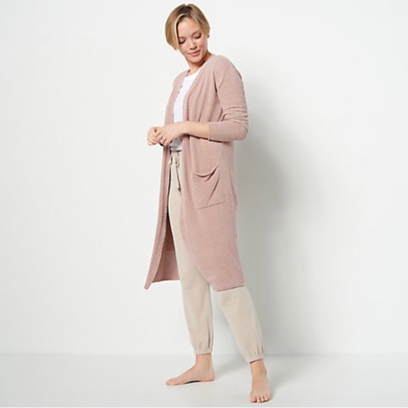 Barefoot Dreams CozyChic Ultra Lite Open Stich Long Cardi - Sz L - Picture 1 of 15